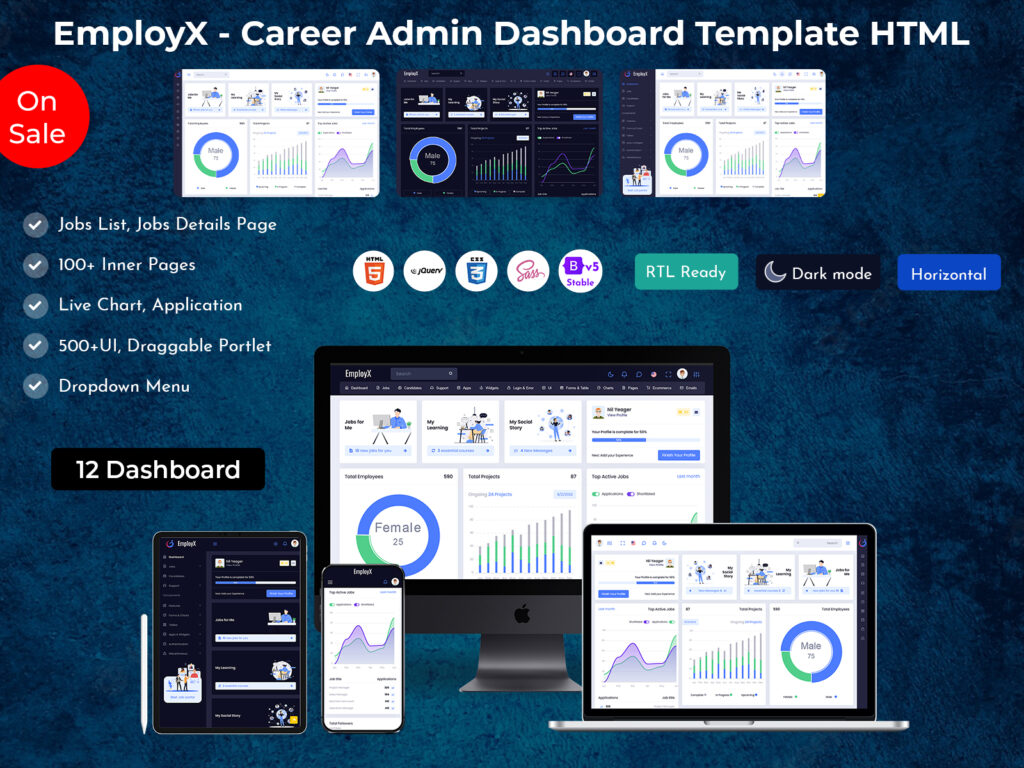 EmployX - Career Admin Dashboard Template