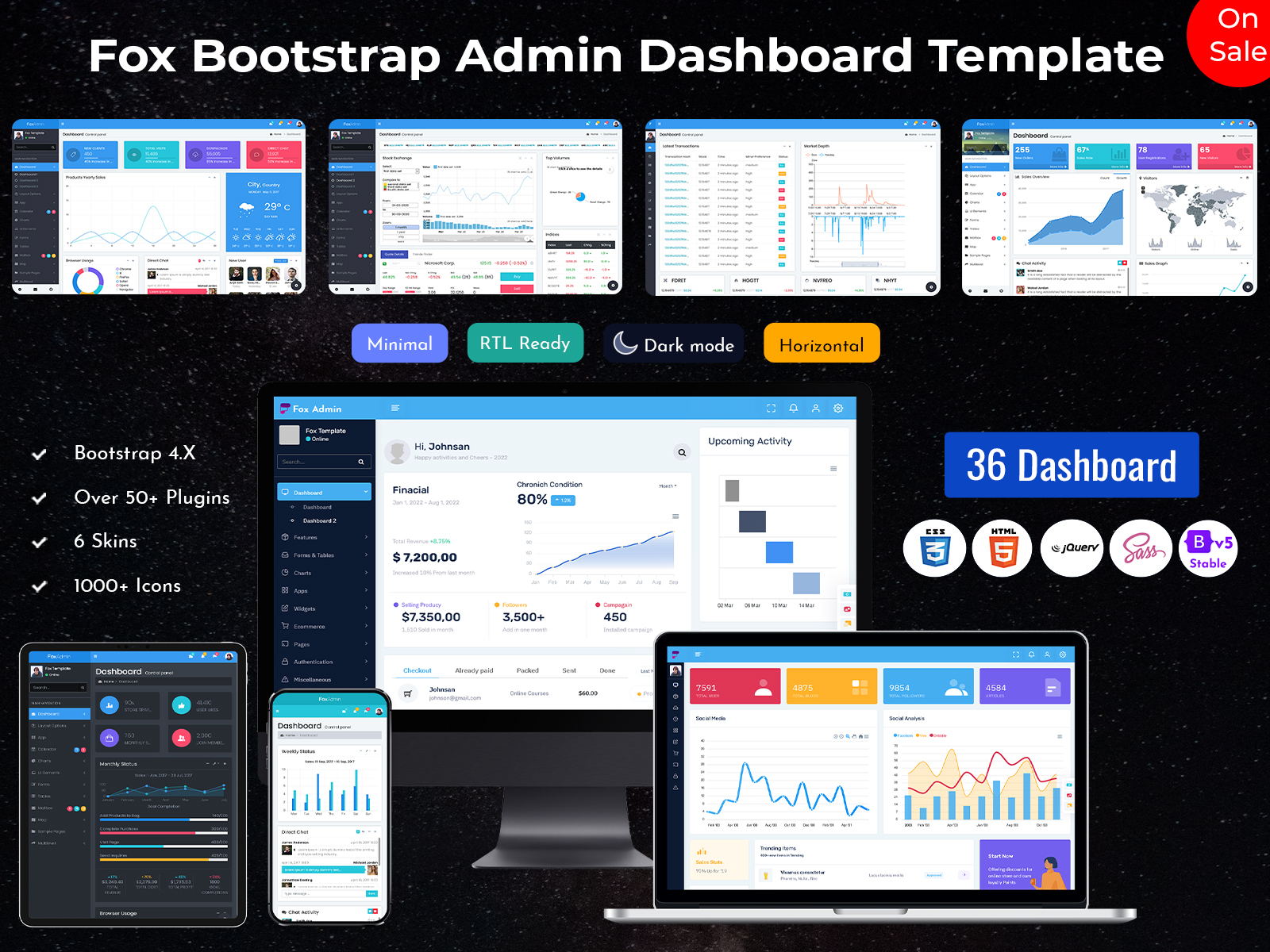 Fox Bootstrap Admin Dashboard Template - MultiPurpose Themes