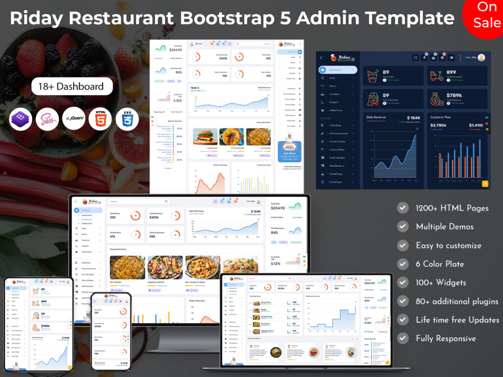 Riday Restaurant Bootstrap 5 Admin Template