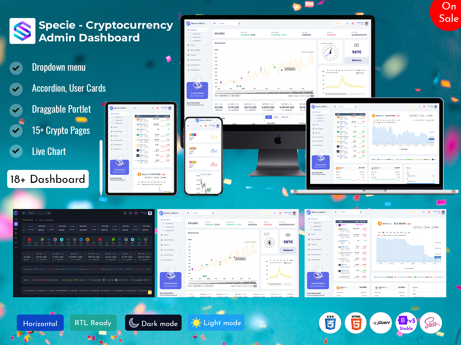 Specie - Cryptocurrency Admin Dashboard Template