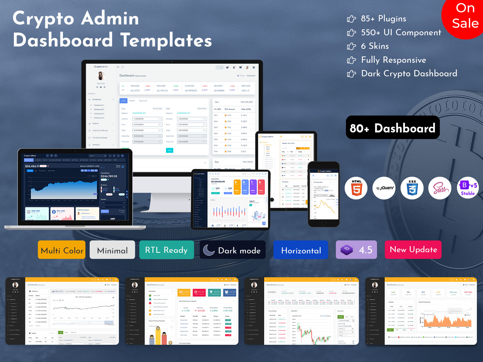 Cryptocurrency Admin Dashboard Templates