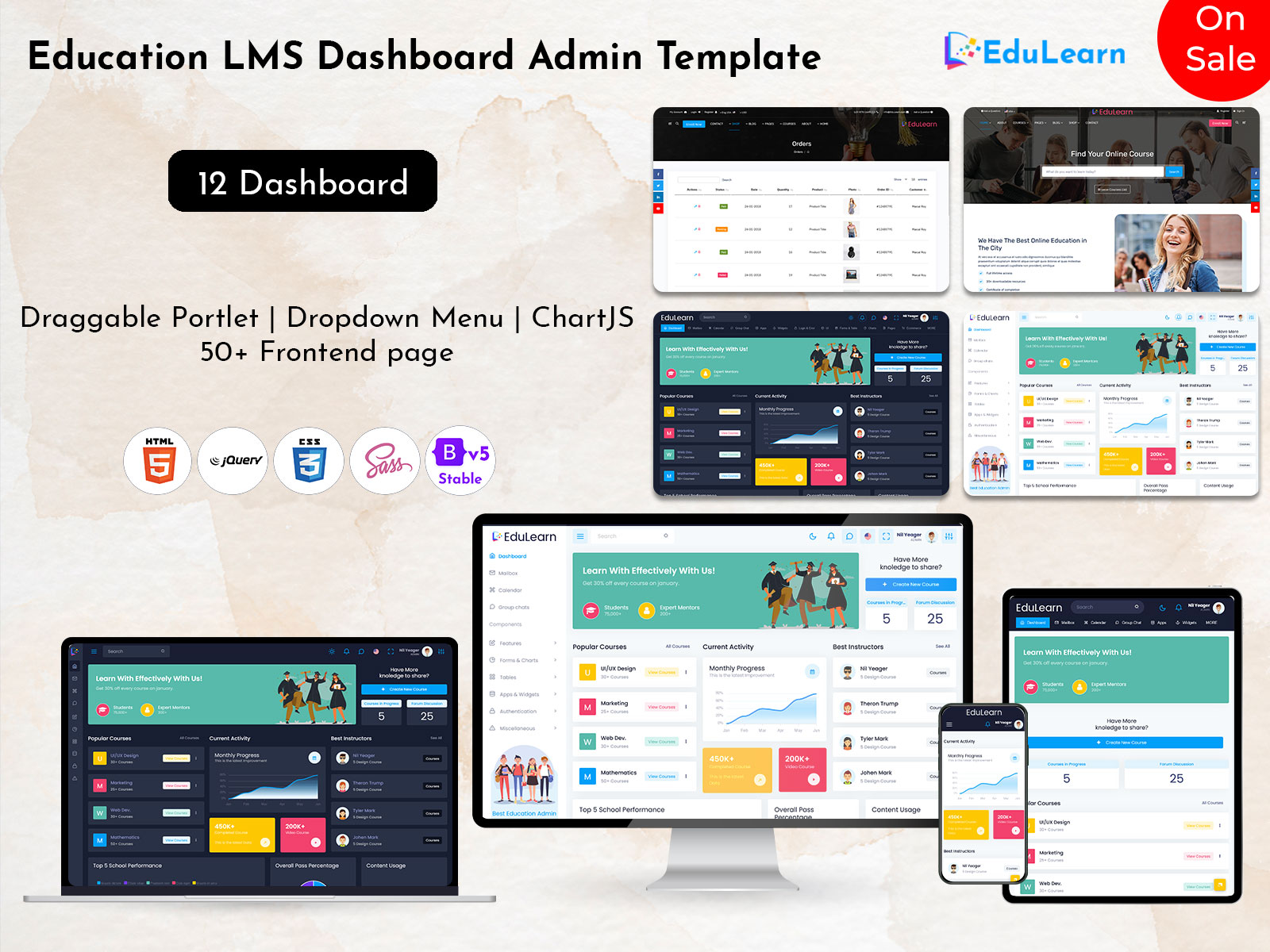Education LMS Dashboard Admin Template