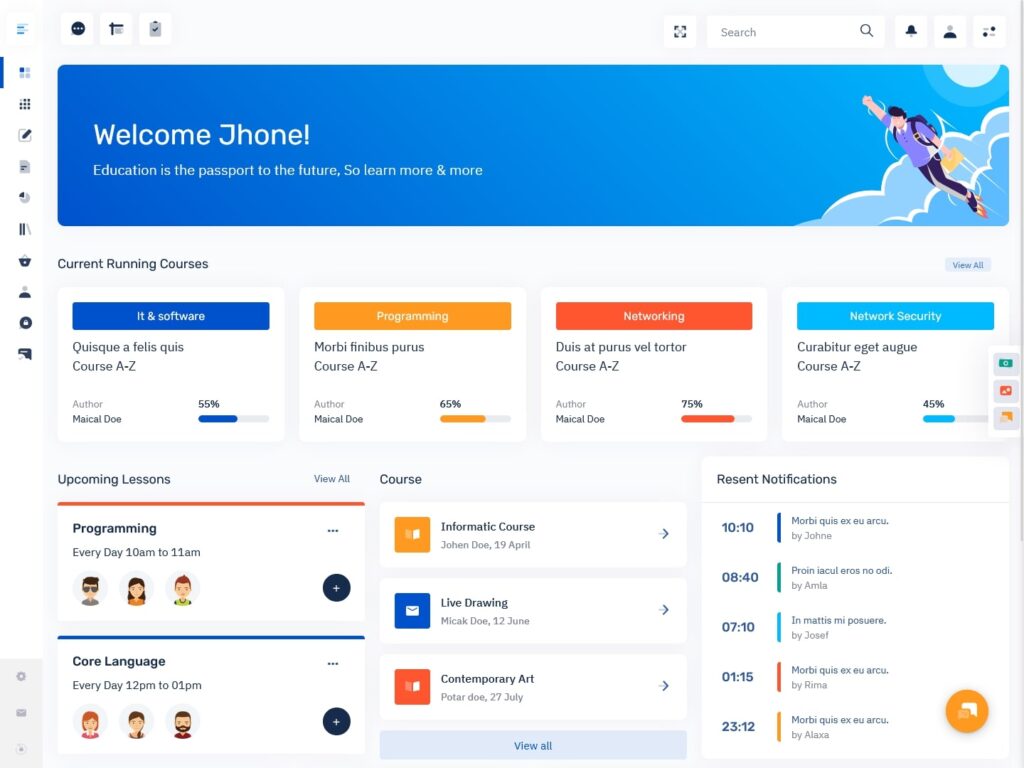 Online Education LMS Dashboard UI framework with Bootstrap 5