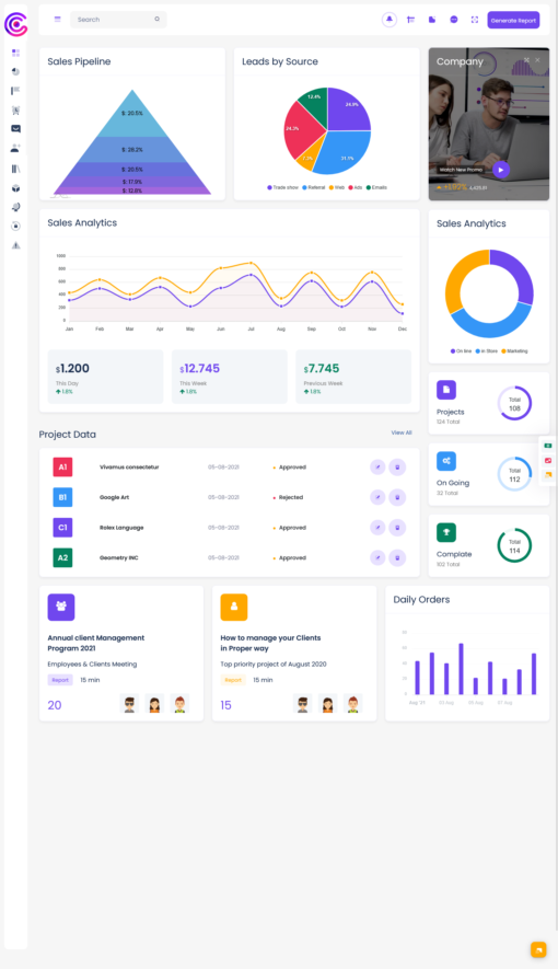 CRMI LTR Mini SIdebar Light Dashboard - 1 - MultiPurpose Themes