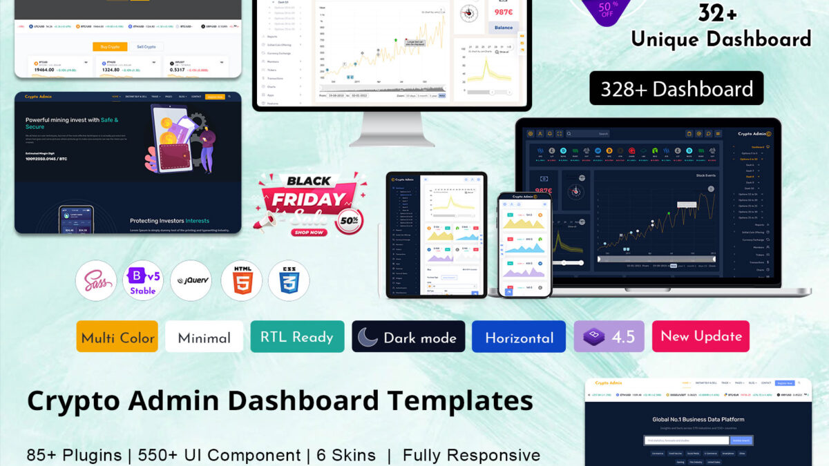 Fully Responsive Crypto Admin Dashboard With Bitcoin UI Framework