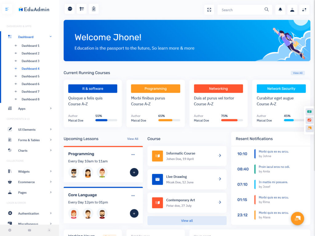 Best Bootstrap HTML to create an Online Course Dashboard in 2023