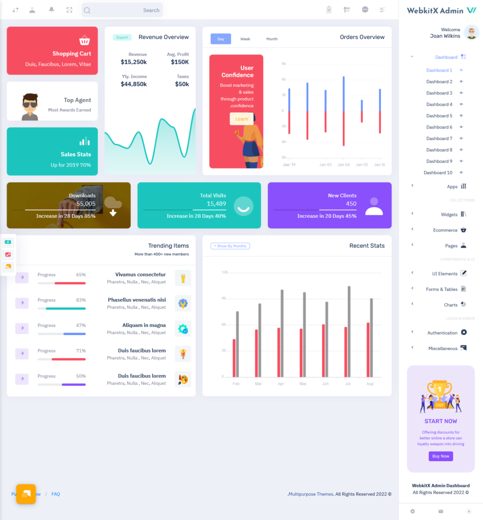 Best RTL Light Bootstrap Dashboard OF kitX App Templates