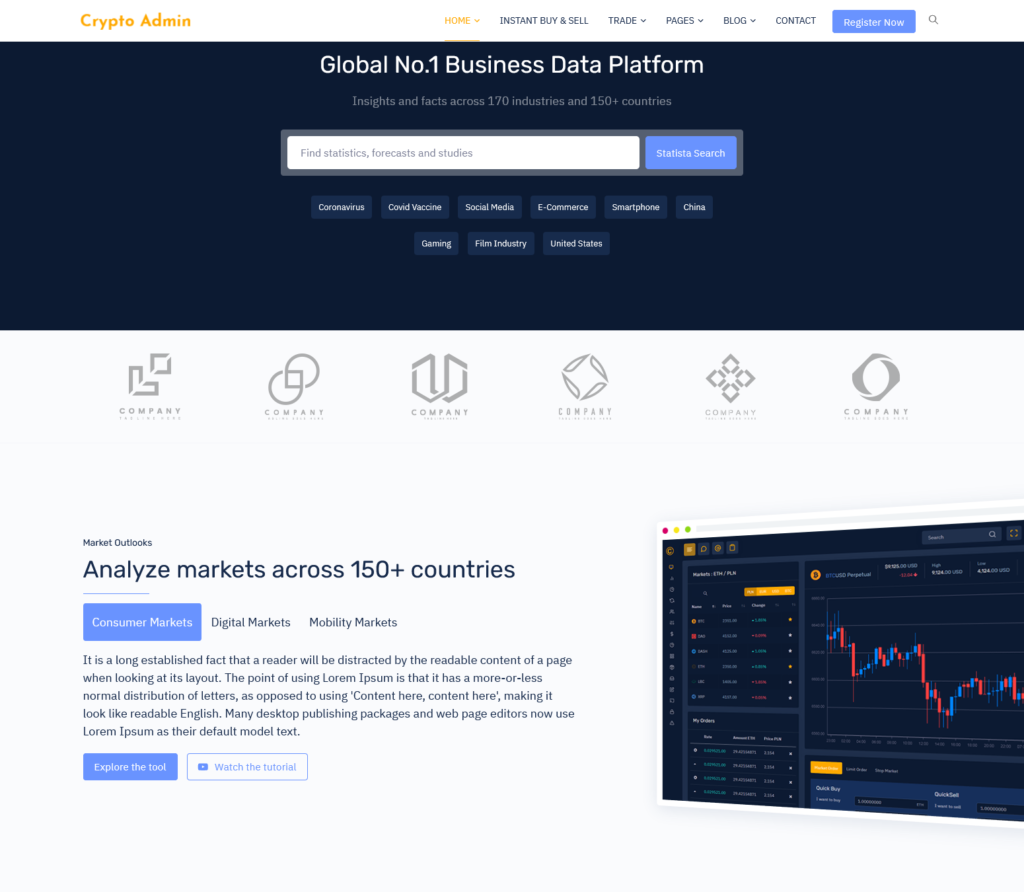 Cryptocurrency Dashboard Admin Template With Bootstrap UI framework