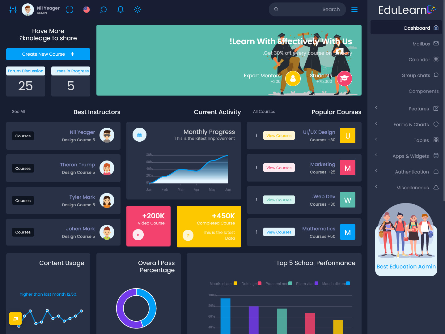 Education Courses Dashboard