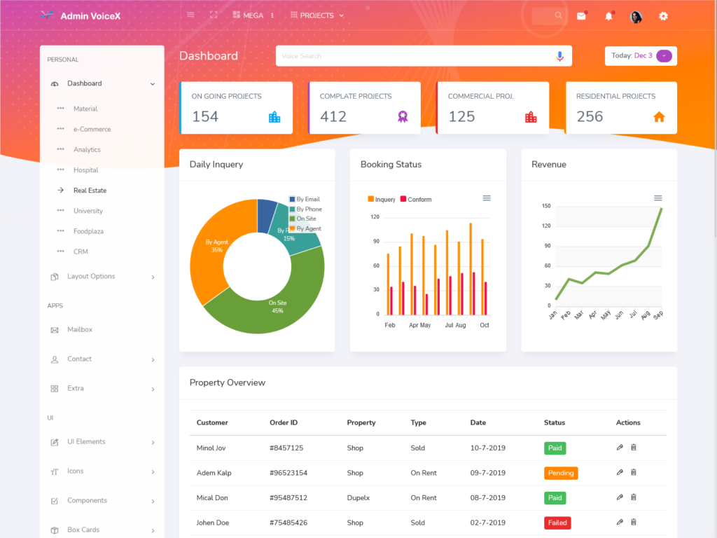 Real Estate Dashboard for Property Portal Bootstrap 5