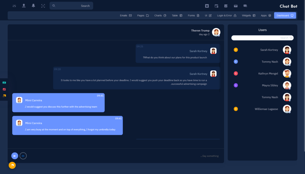 Chatbot Software Dashboard Bootstrap 5 UI framework