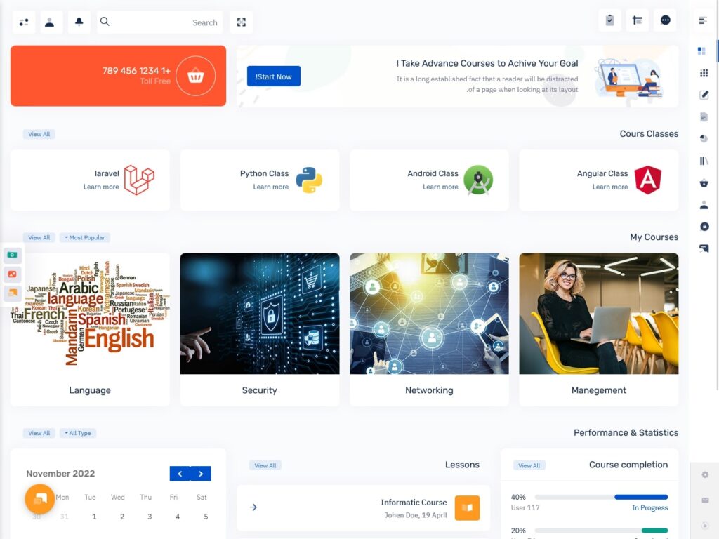 Most Amazing RTL Mini Sidebar Light Bootstrap Dashboard - EduAdmin