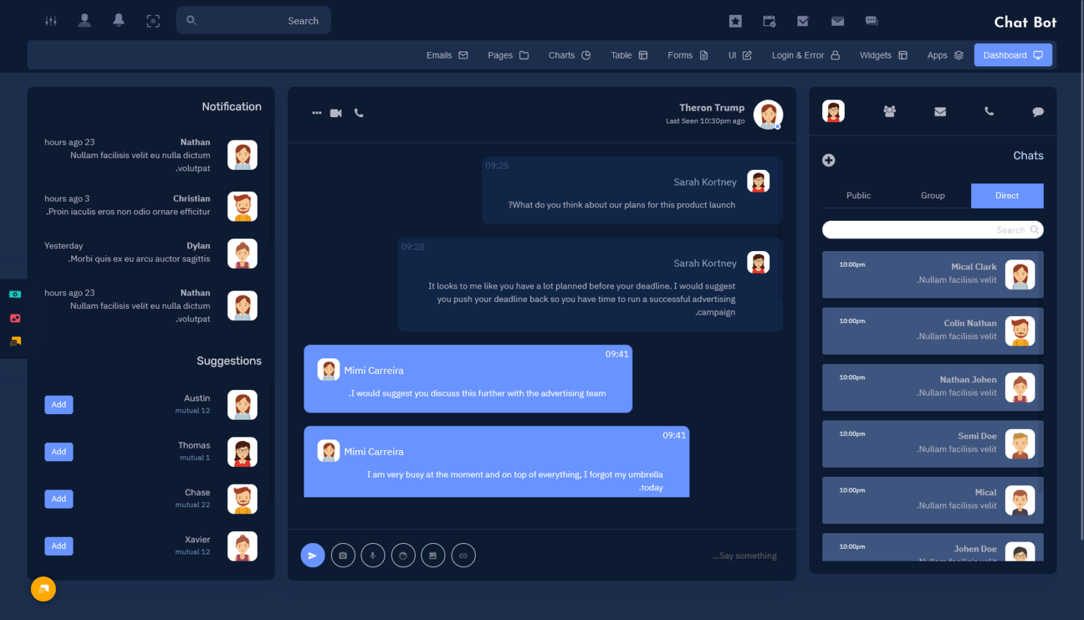 Building Chatbots: An Overview of Key Chat Application Dashboard