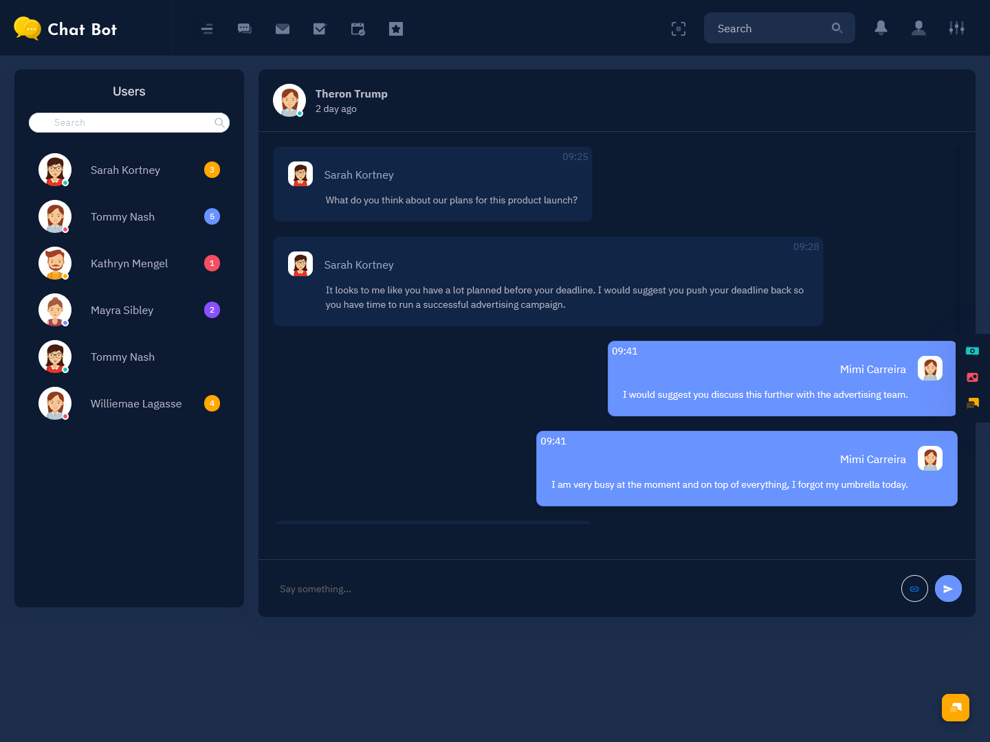 Chat Application Dashboard