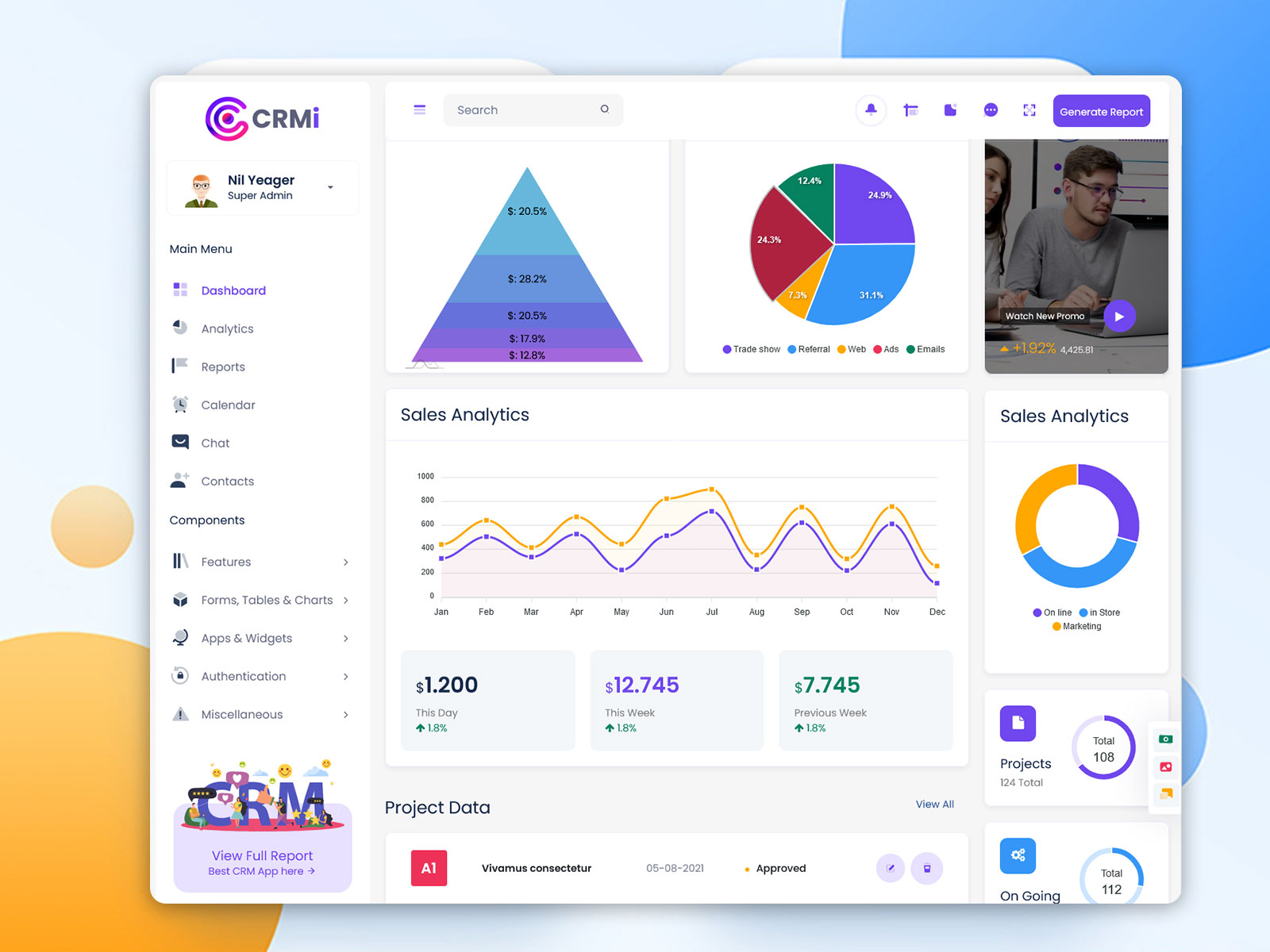 CRMi Responsive Admin Modern CRM Platform Dashboard