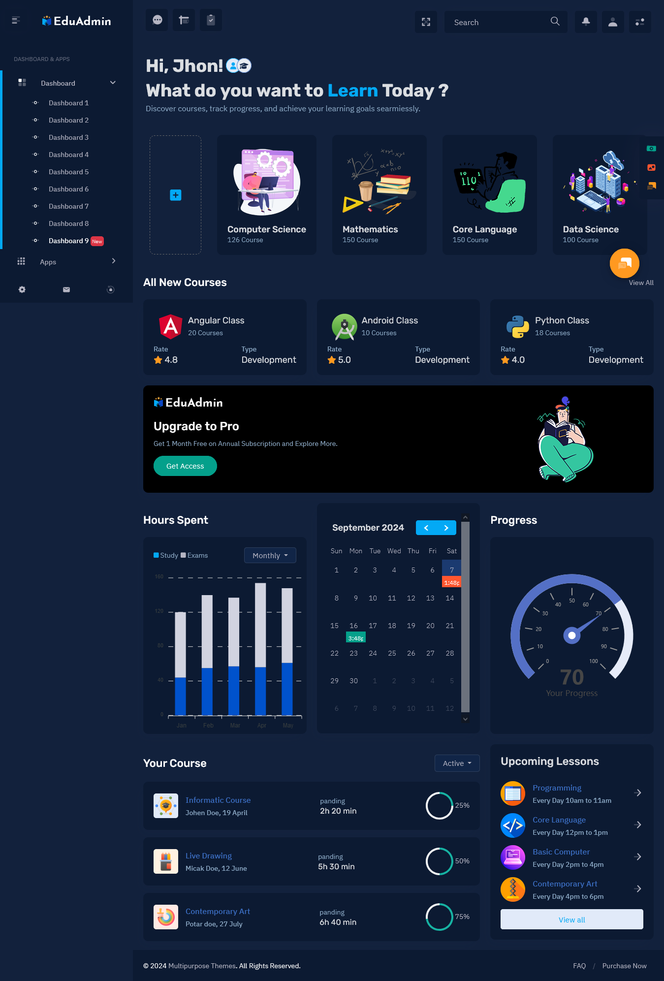 Onlinecourse Dashboard