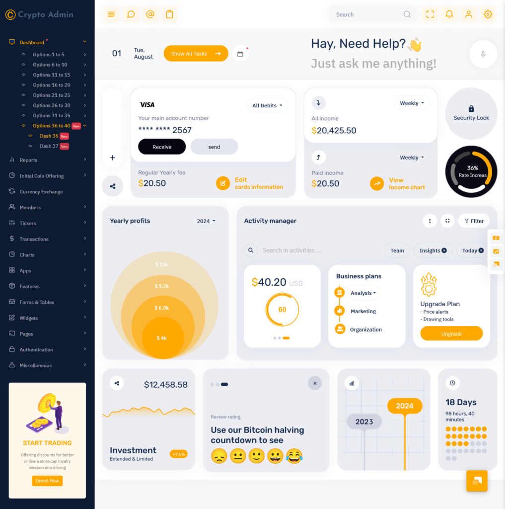 Easily Modifiable Crypto Dashboard Template - A Clever Web Tools