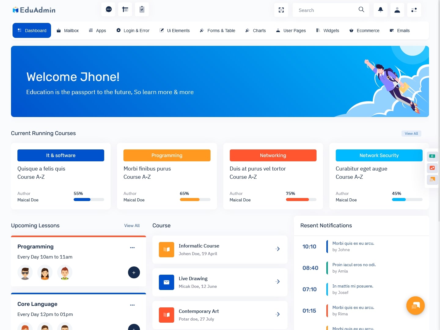 Learning Management System Dashboard Learning Management System Dashboard
