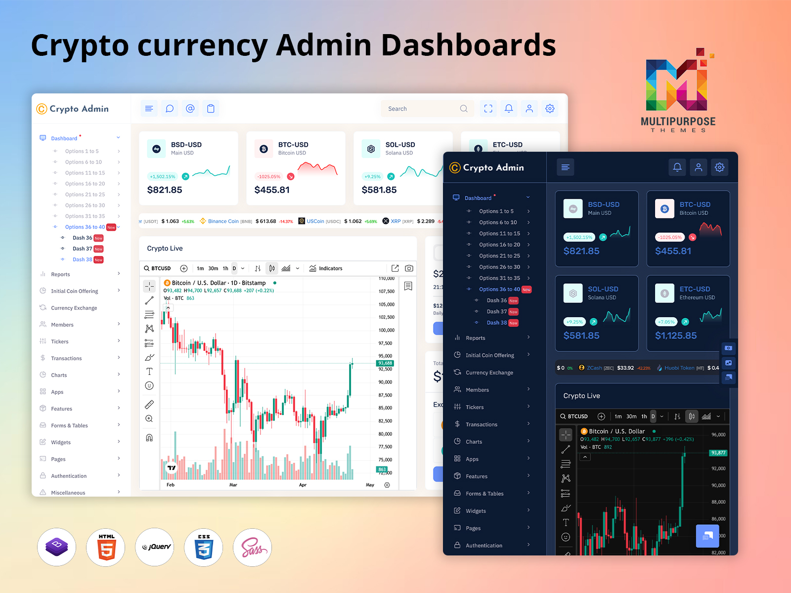 Cryptocurrency Admin Dashboards