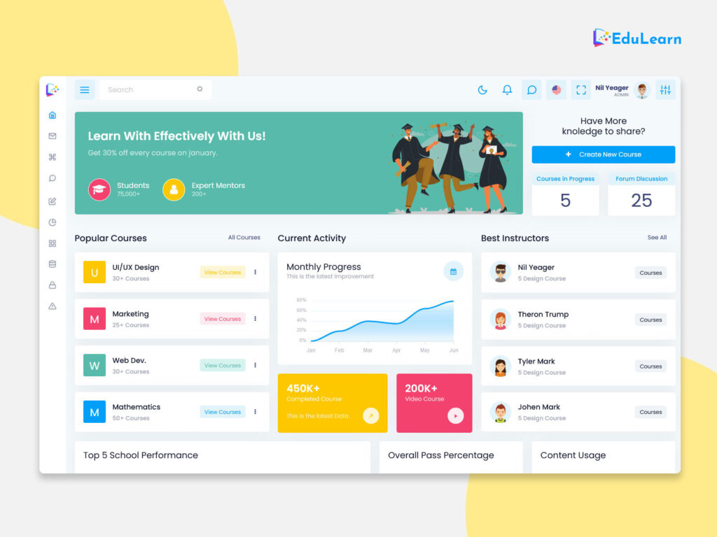 Learning Management System Dashboard