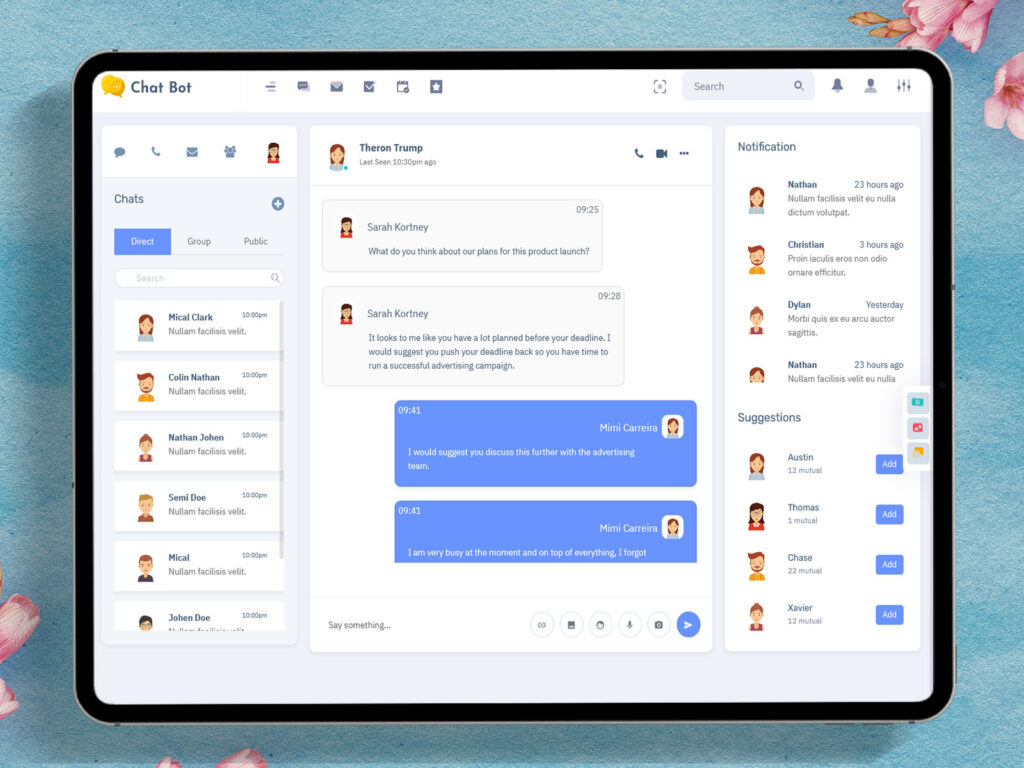 Chat Application Dashboard