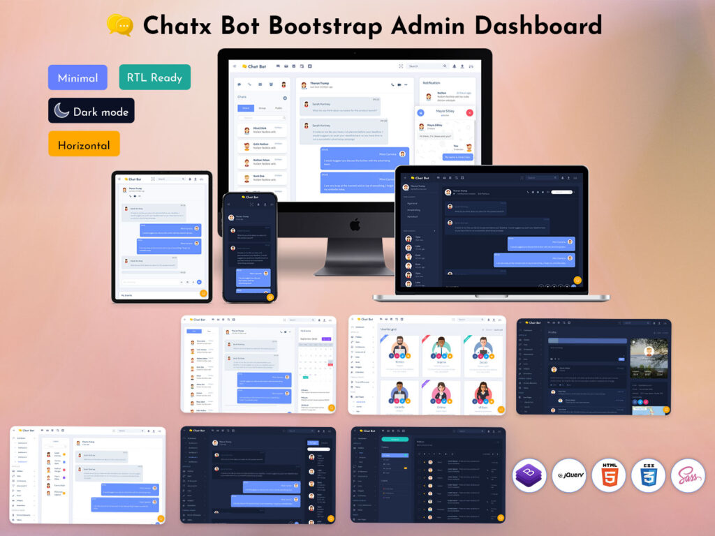 Experience seamless chat management with a user-friendly Chat Dashboard Template offering live chat, notifications, and customizable user controls.