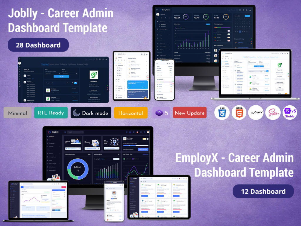 Admin Template with Job Board Dashboard