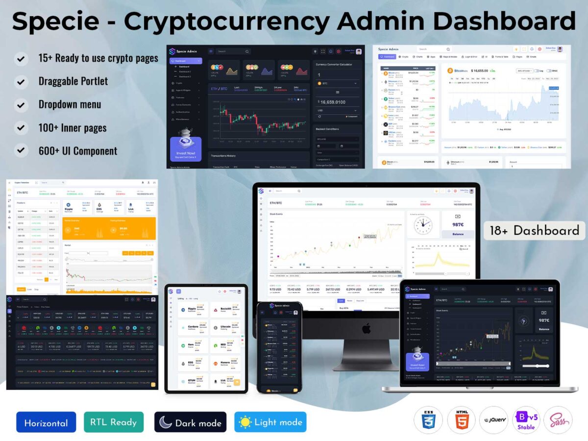 Best Admin Template with ICO Cards for Blockchain Startups