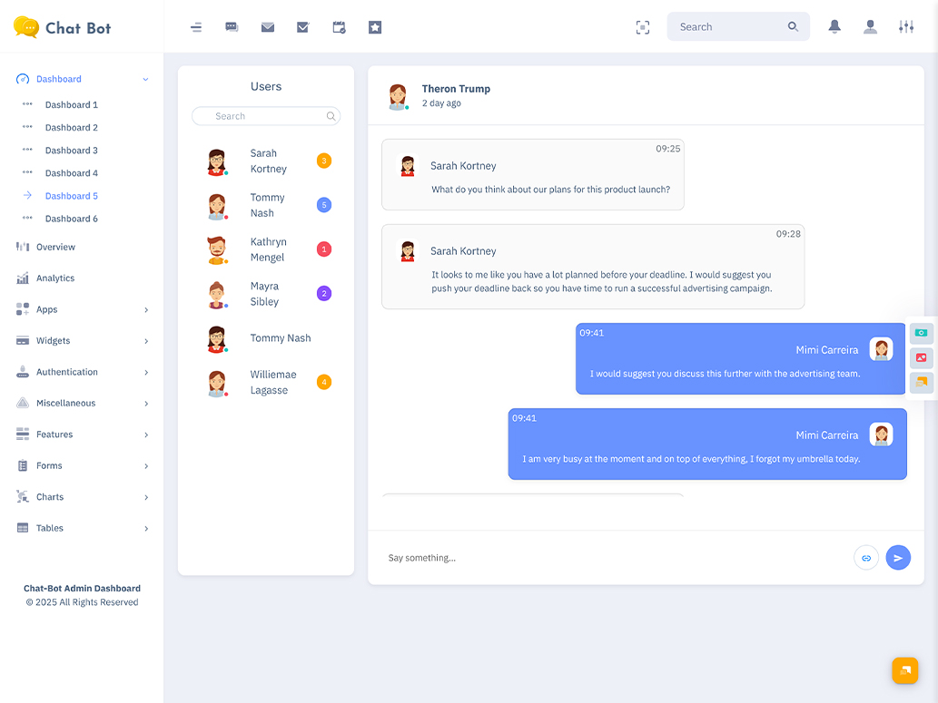 Chat Dashboard Templates