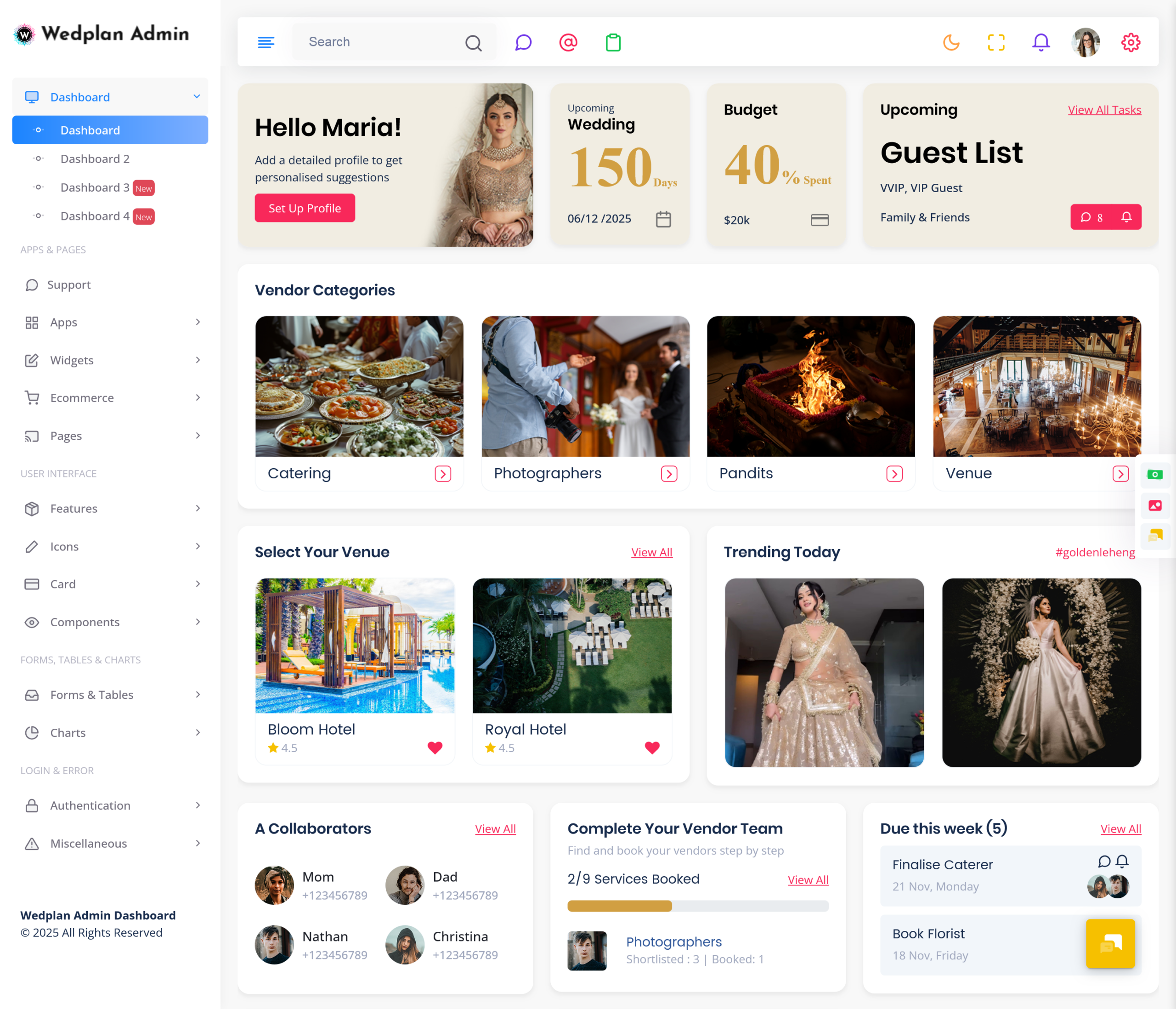 Wedding Planning Dashboard