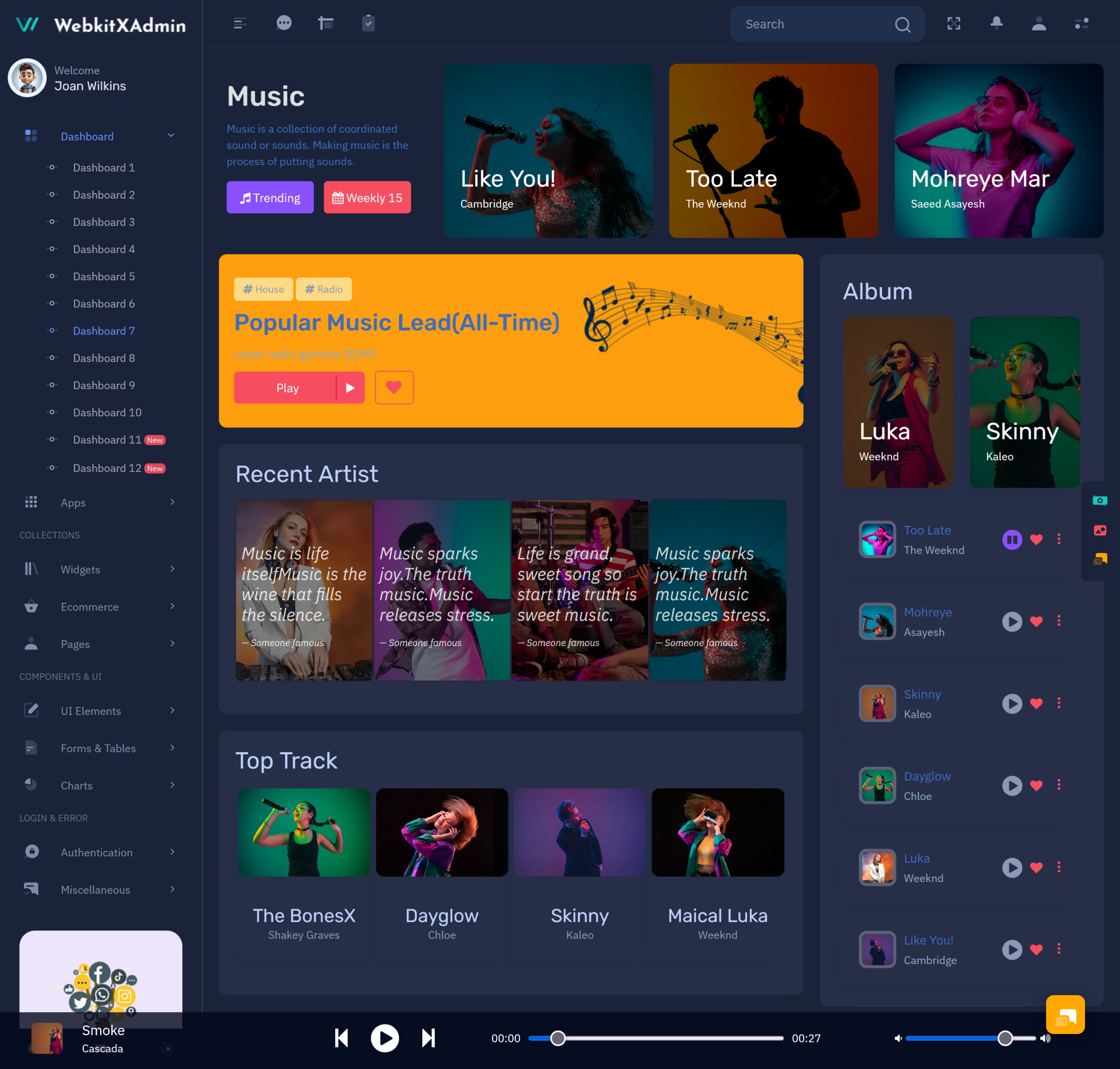 Music Software Apps Dashboard