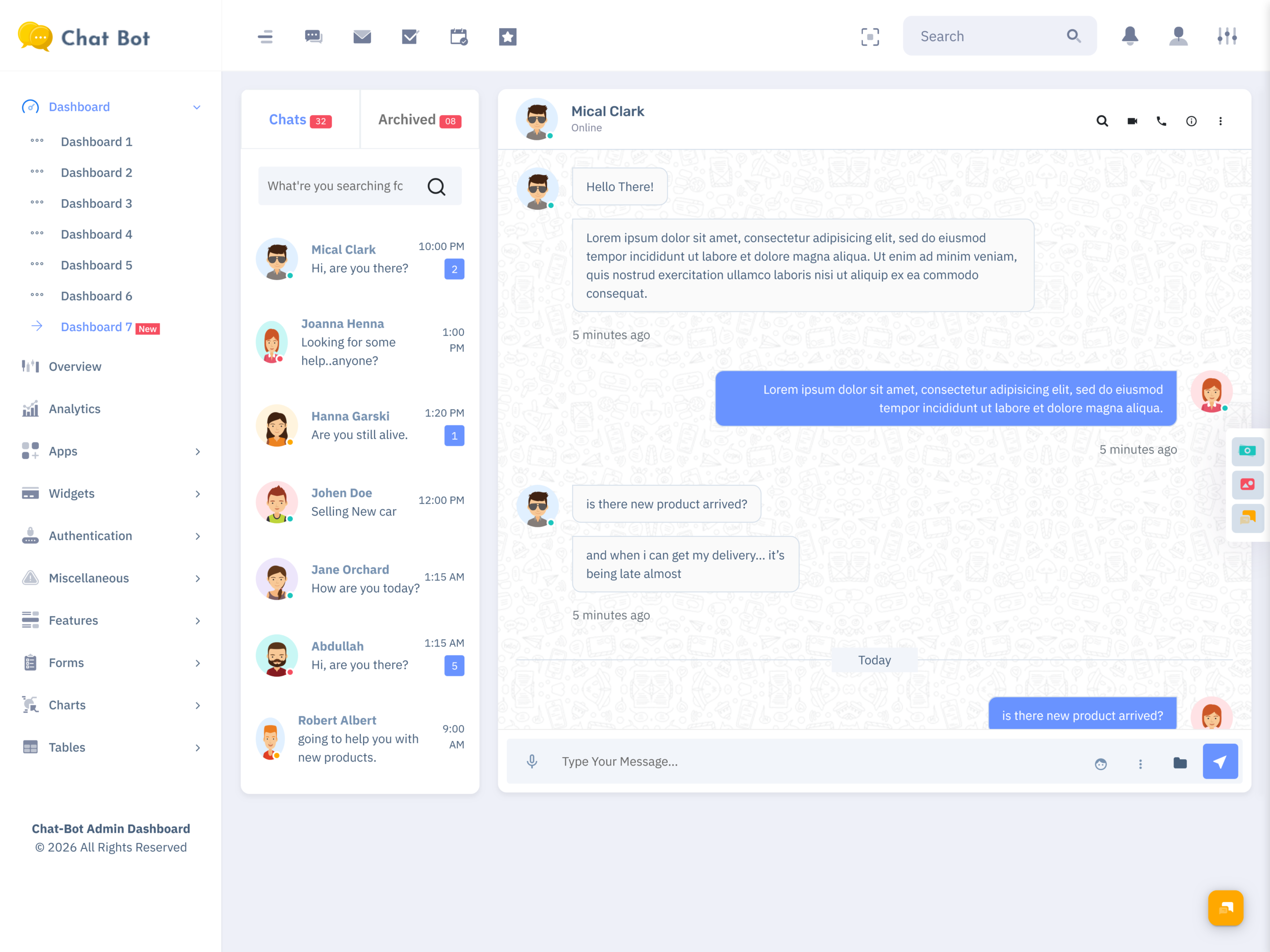 Chat Dashboard Template
