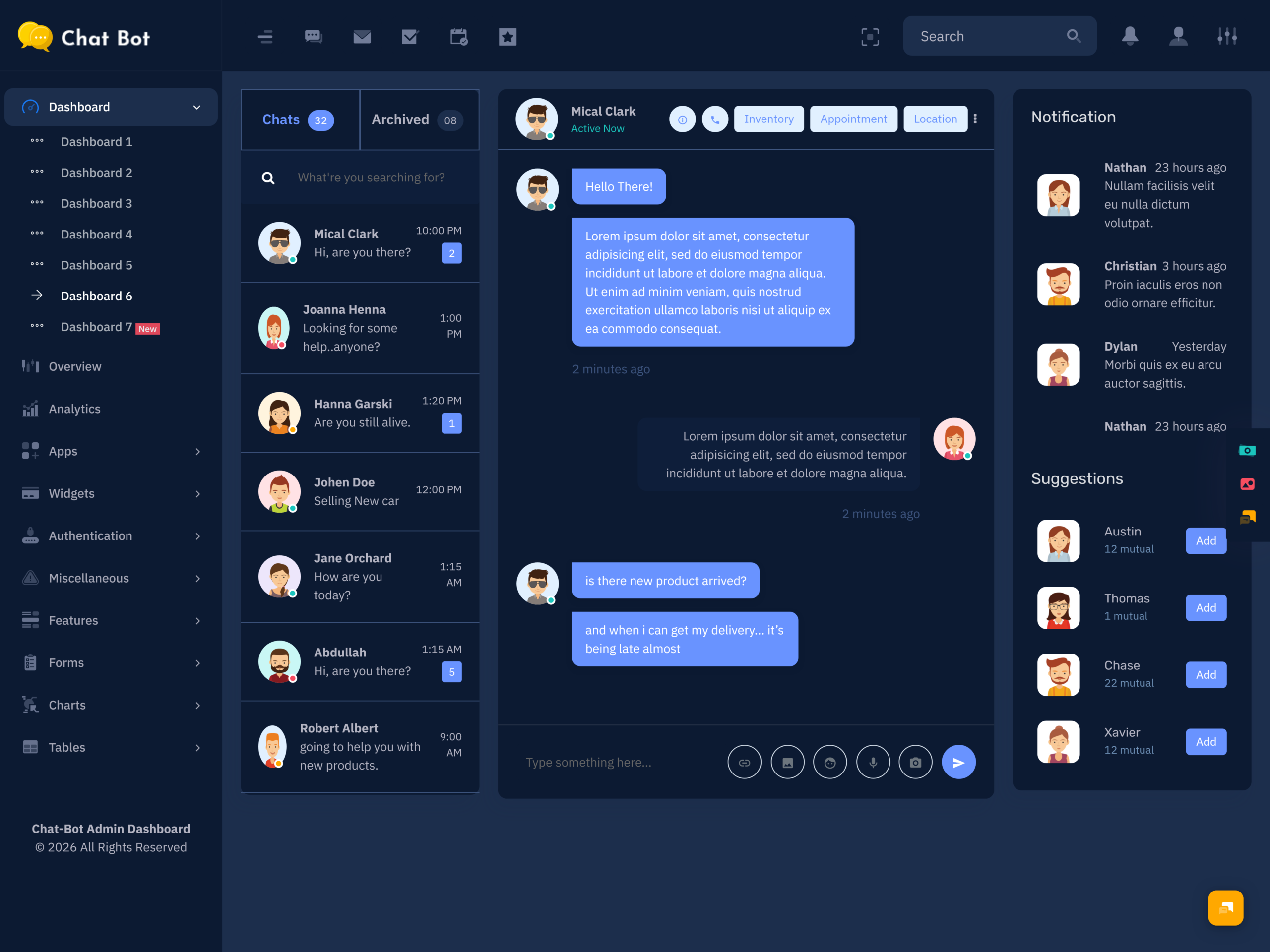 Chat Dashboard Template