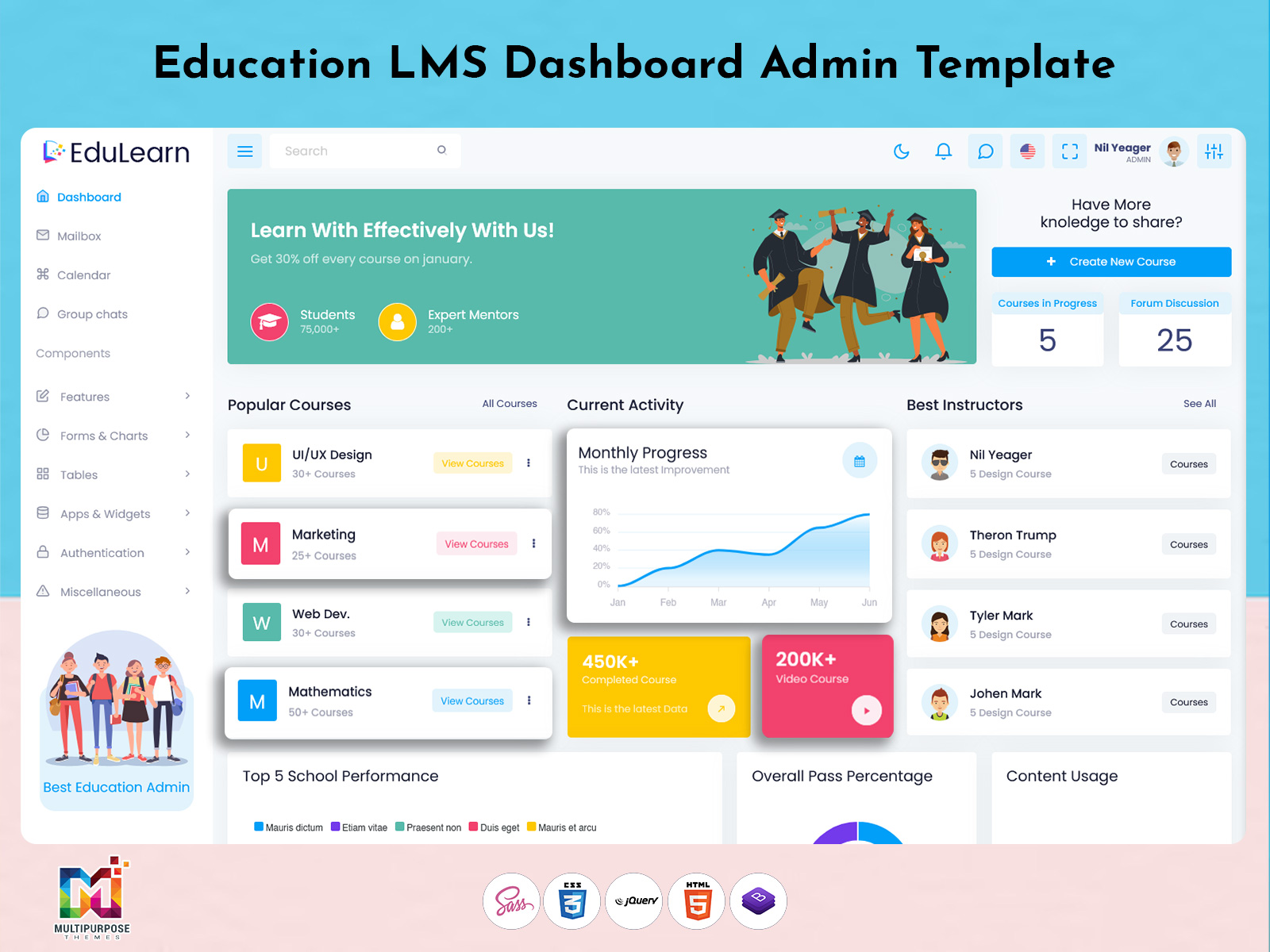 Education Admin Dashboard Template