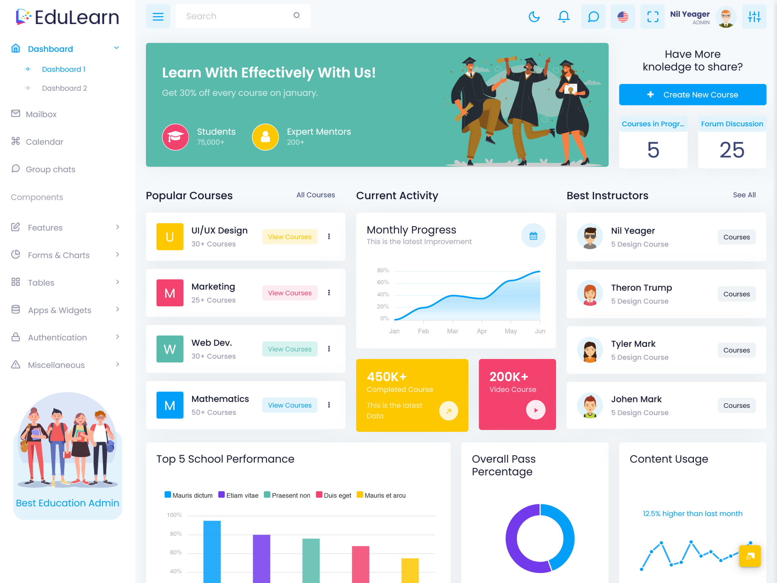 Education Admin Dashboard Template