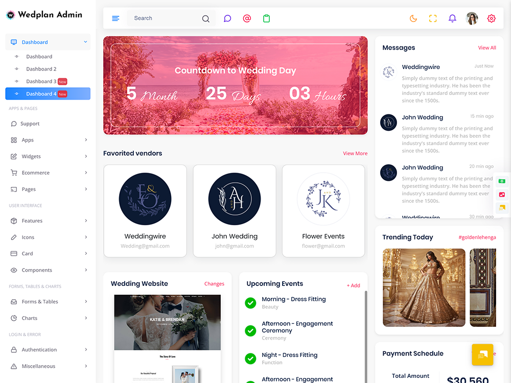 Wedding Planner Dashboard