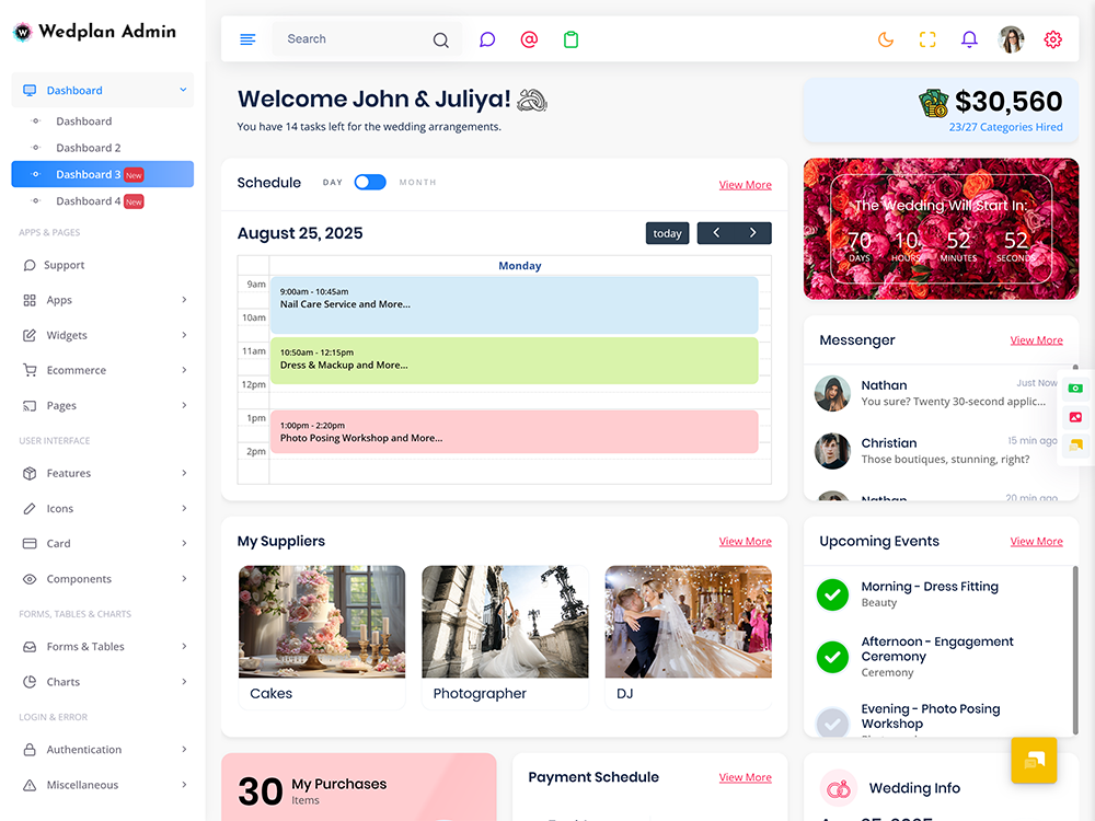Wedding Planner Dashboard
