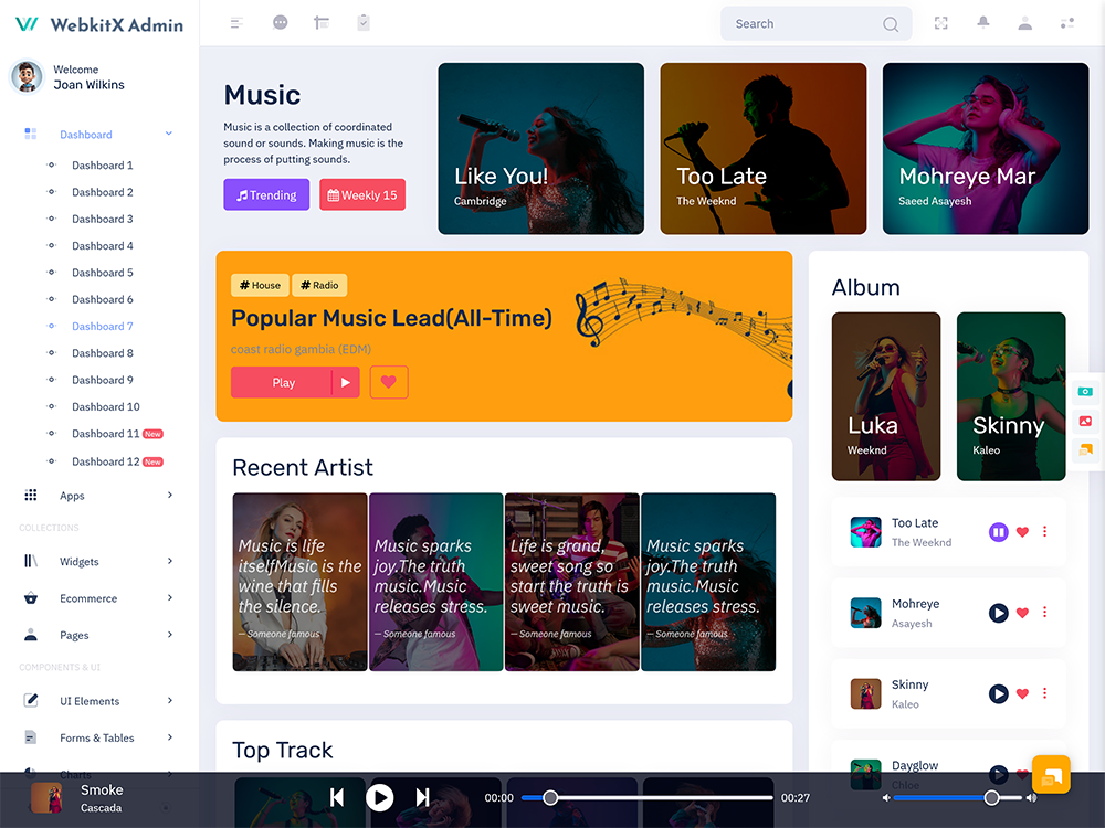 Music Dashboard Design