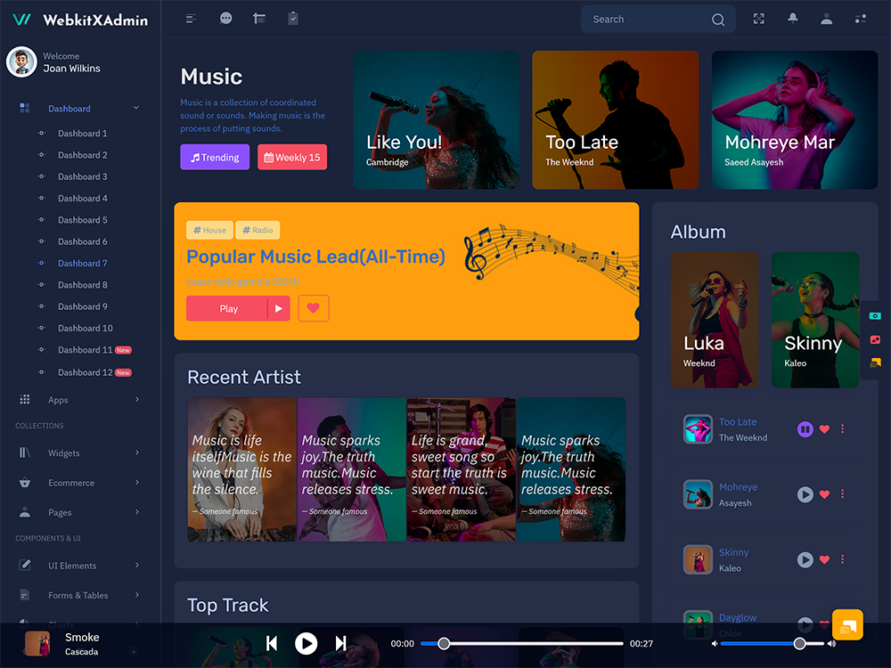 Music Dashboard Design