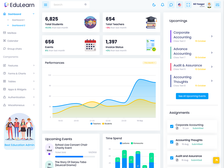 Education LMS Dashboard Template
