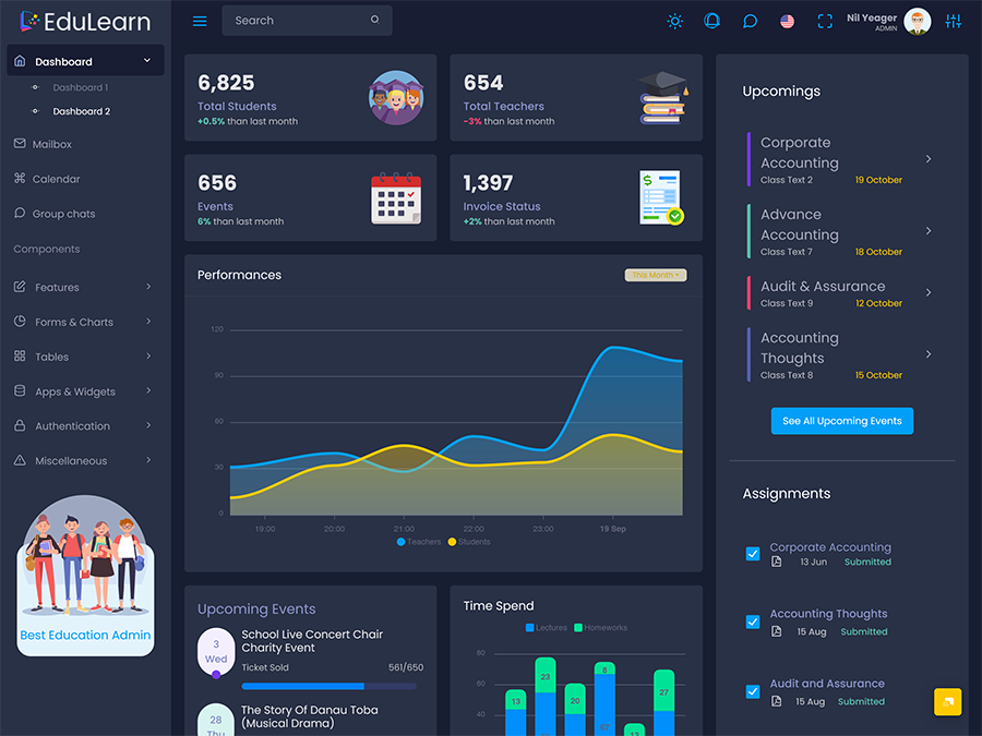 Education LMS Dashboard Template