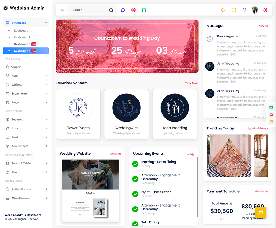 Wedding Planner Dashboard