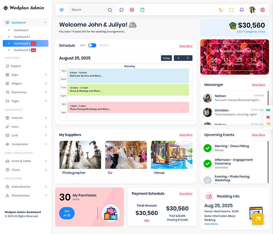 Wedding Planner Dashboard